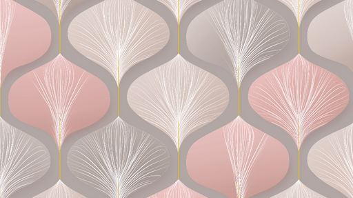 Papier peint motifs organiques Élégantes formes florales en rose et beige