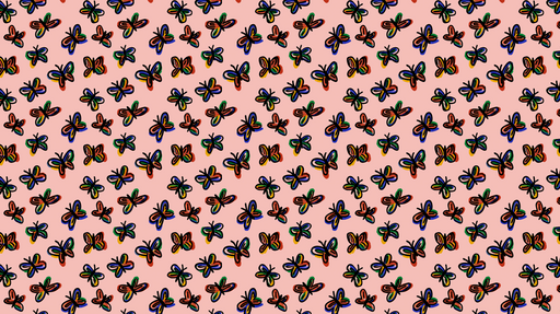 Papier peint motifs papillons Papillons colorés sur fond rose tendre