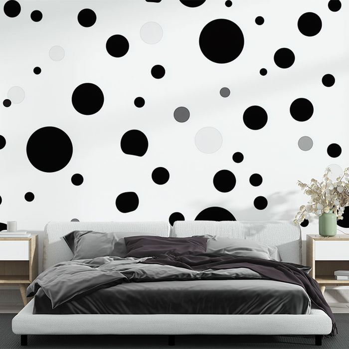 Papier peint motifs ronds | Noir et Blanc