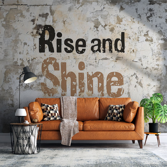 Papier peint motivation | Citation 'Rise and Shine' sur fond texturé