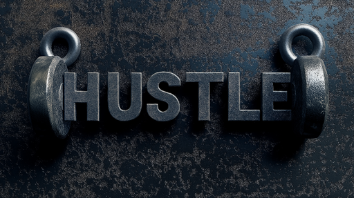 Papier peint motivation Lettrage 'HUSTLE' en métal texturé