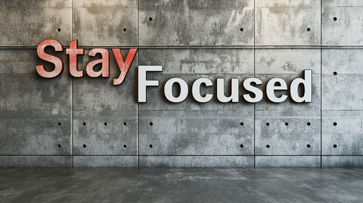 Papier peint motivation Message inspirant 'Stay Focused' sur fond béton