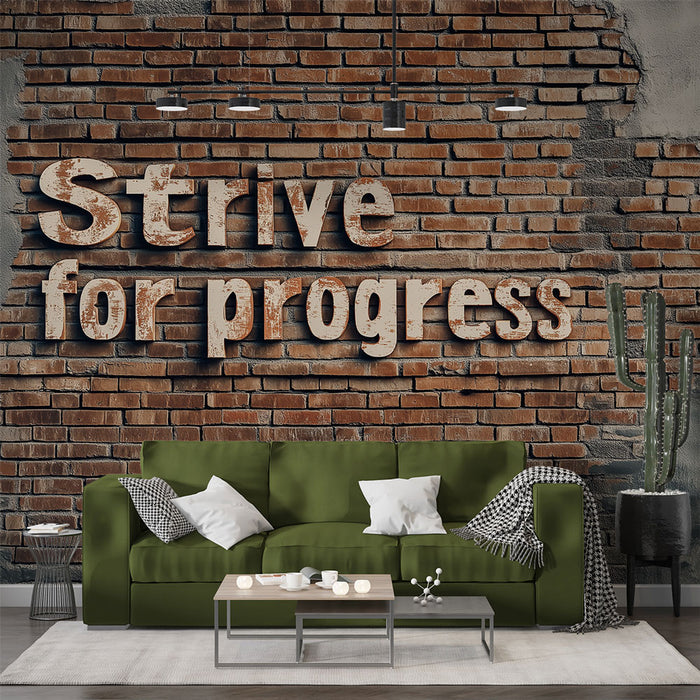 Papier peint motivation | Motif de briques avec message inspirant