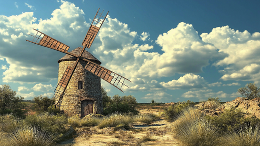 Papier peint moulin Charmant moulin à vent sur fond naturel