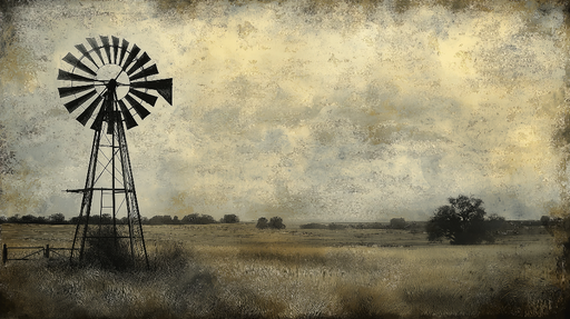 Papier peint moulin Moulin à vent rustique sur fond doré