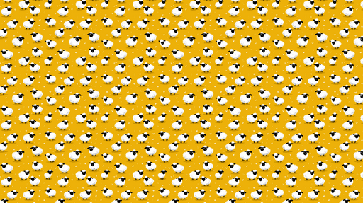 Papier peint moutons Motif ludique de moutons sur un fond jaune vif