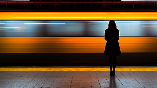 Papier peint mouvement urbain Silhouette sur fond de train en mouvement