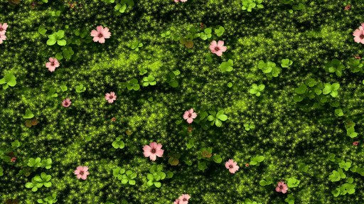 Papier peint mur végétal Éclats de fleurs roses et feuillage dense