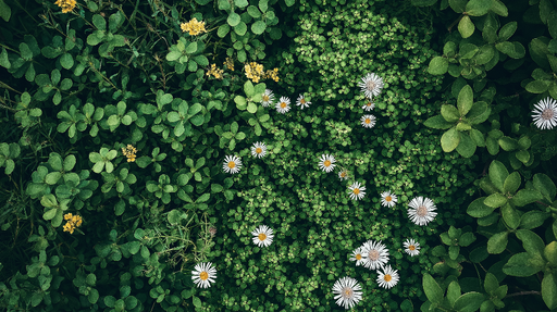 Papier peint mur végétal Mélange éblouissant de feuillage et de fleurs blanches