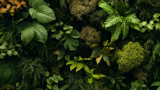Papier peint mur végétal Mosaïque de feuillages luxuriants et textures naturelles