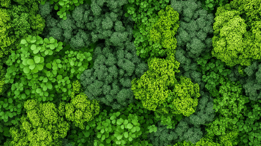 Papier peint mur végétal Motifs de feuillages variés en dégradé de verts