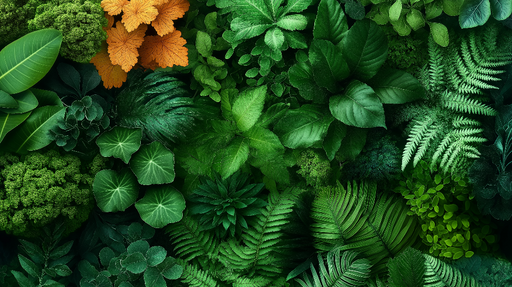 Papier peint mur végétal Un mélange luxuriant de feuillages et de textures