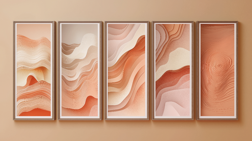 Papier peint mural abstrait Ondulations délicates dans des nuances douces de rose et pêche