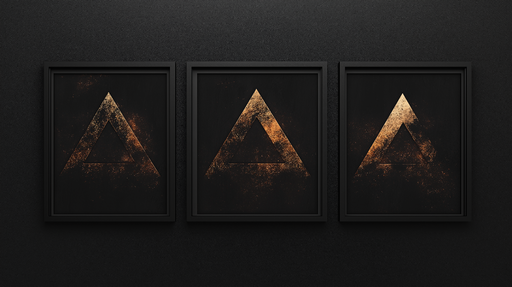 Papier peint mural abstrait Triangles dorés sur fond noir