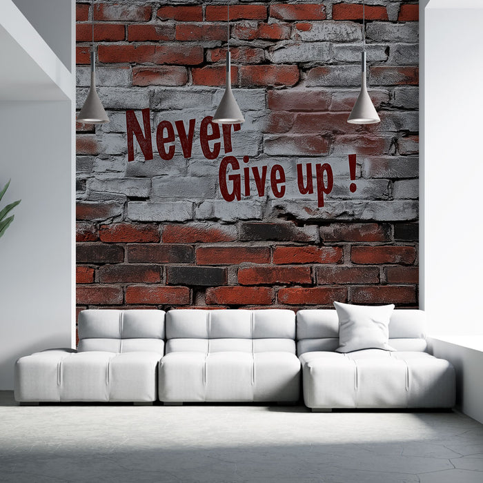 Papier peint mural motivationnel | Brique rouge avec message inspirant
