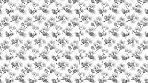 Papier peint nature monochrome Motifs délicats de branches de pins avec cônes