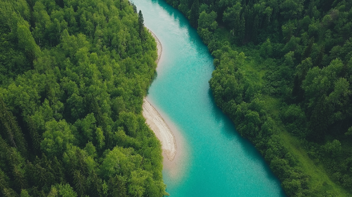 Papier peint nature Rivière turquoise entourée de feuillage luxuriant