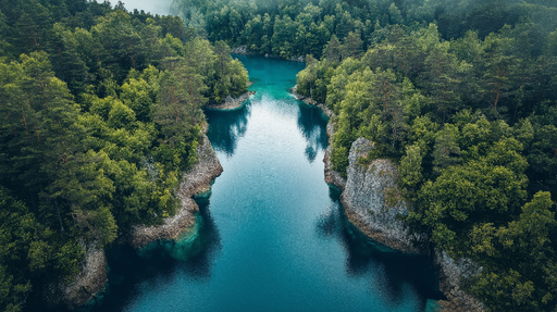 Papier peint nature Rivière turquoise entourée de verdure luxuriante