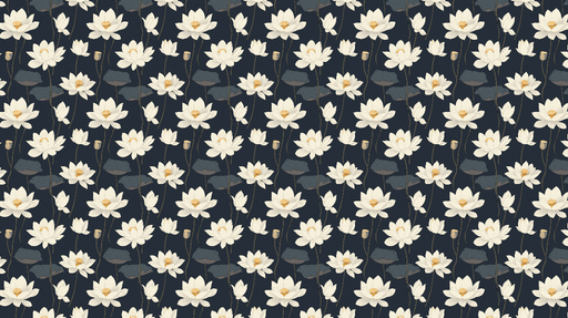 Papier peint nénuphars Élégants motifs de fleurs aquatiques sur fond sombre