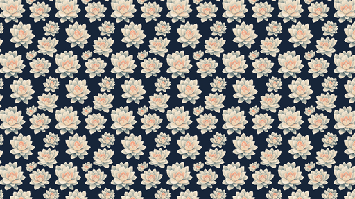 Papier peint nénuphars Élégants motifs de fleurs de lotus sur fond marine