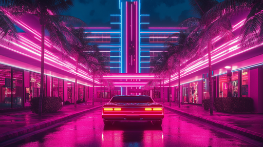 Papier peint néon Ambiance urbaine avec éclairage fluo vibrant