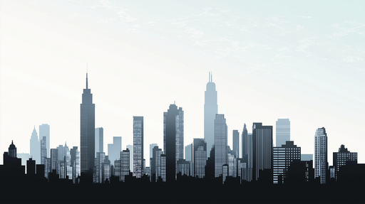 Papier peint New York Silhouette de la ville emblématique en dégradé monochrome