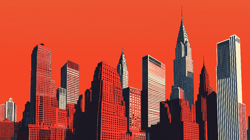 Papier peint New York Silhouettes iconiques des gratte-ciels sur fond vibrant