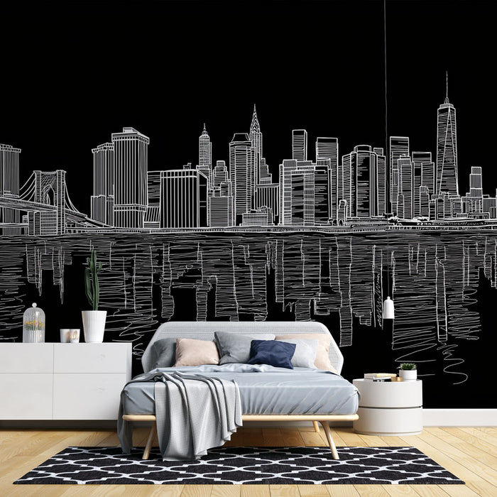 Papier peint New York | Skyline de la ville avec reflets modernes