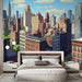 Papier peint panoramique urbain de New York pour chambre moderne avec vue sur gratte-ciel et architecture urbaine.