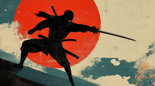 Papier peint ninja Style peinture japonaise