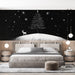 Papier peint Noël scène hivernale minimaliste avec renne et sapin pour chambre moderne