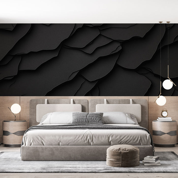 Papier peint noir texturé | Couches de papier découpé noir