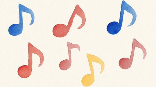 Papier peint notes de musique Motifs aquarelle colorés de notes de musique sur fond clair