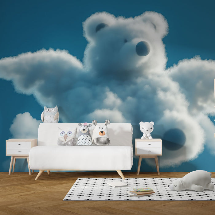 Papier peint nuage ours | Mignon et Aérien