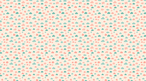 Papier peint nuages Doux motifs de nuages en rose et bleu-vert