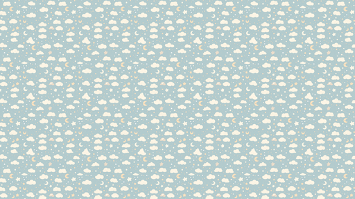Papier peint nuages et étoiles Doux motifs de nuages, lunes et étoiles sur fond bleu