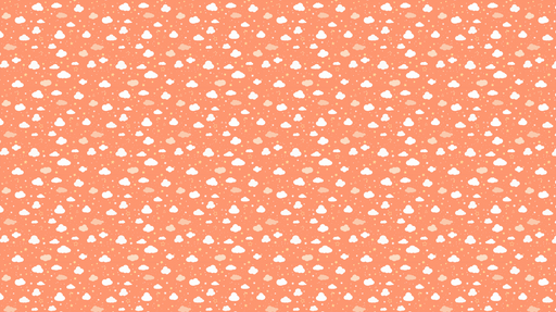 Papier peint nuages et étoiles Motif ludique de nuages blancs sur fond corail