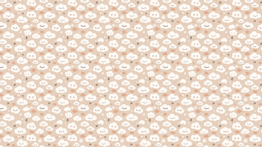 Papier peint nuages mignons Motif joyeux de nuages souriants sur fond beige
