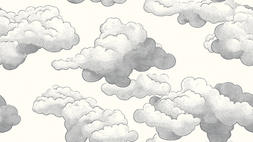 Papier peint nuages Motif élégant de nuages en noir et blanc