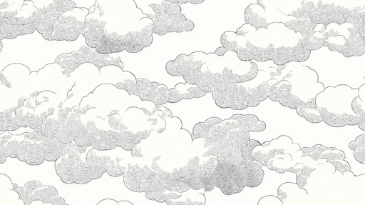 Papier peint nuages Motif graphique en noir et blanc