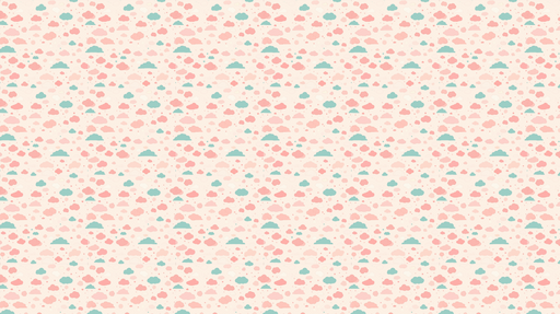 Papier peint nuages Motifs de nuages roses et bleus sur fond crémeux