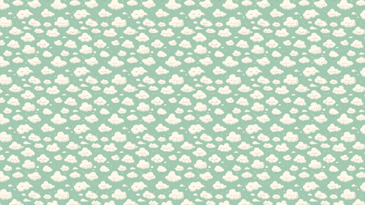 Papier peint nuages Motifs de nuages souriants sur fond vert