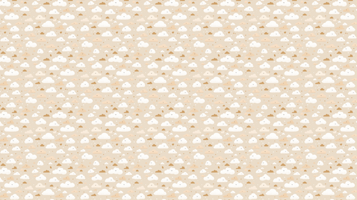 Papier peint nuages Motifs de petits nuages souriants sur fond beige