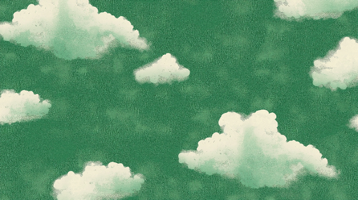 Papier peint nuages Nuages moelleux sur un fond vert