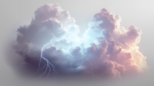 Papier peint nuages orageux Éclairs lumineux et nuages pastel