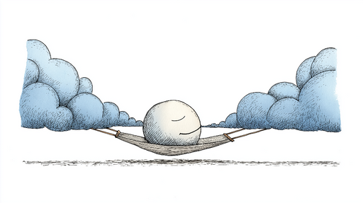 Papier peint nuages Un personnage flottant dans un hamac entre des nuages doux