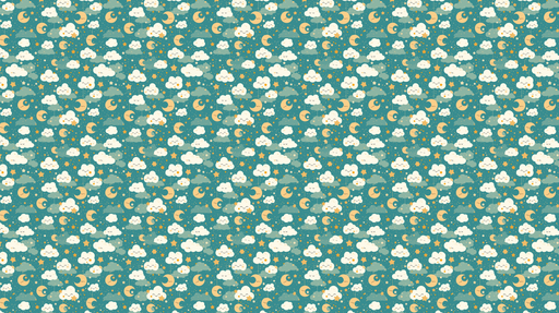 Papier peint nuit étoilée Mignon motif de nuages, lunes et étoiles sur fond teal