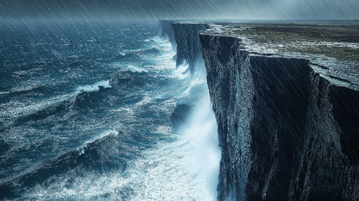 Papier peint océan en tempête Vue dramatique d'une falaise sur une mer agitée