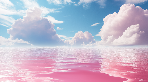 Papier peint océan pastel Ciel et mer roses et bleus