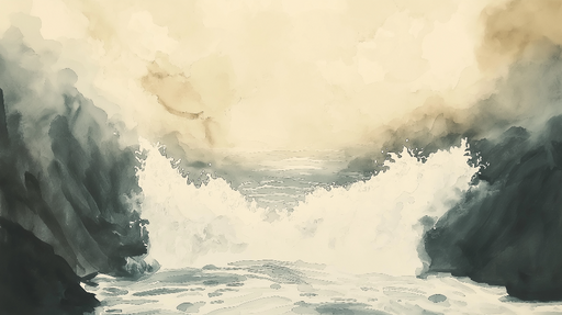Papier peint océan Vagues douces et ciel brumeux
